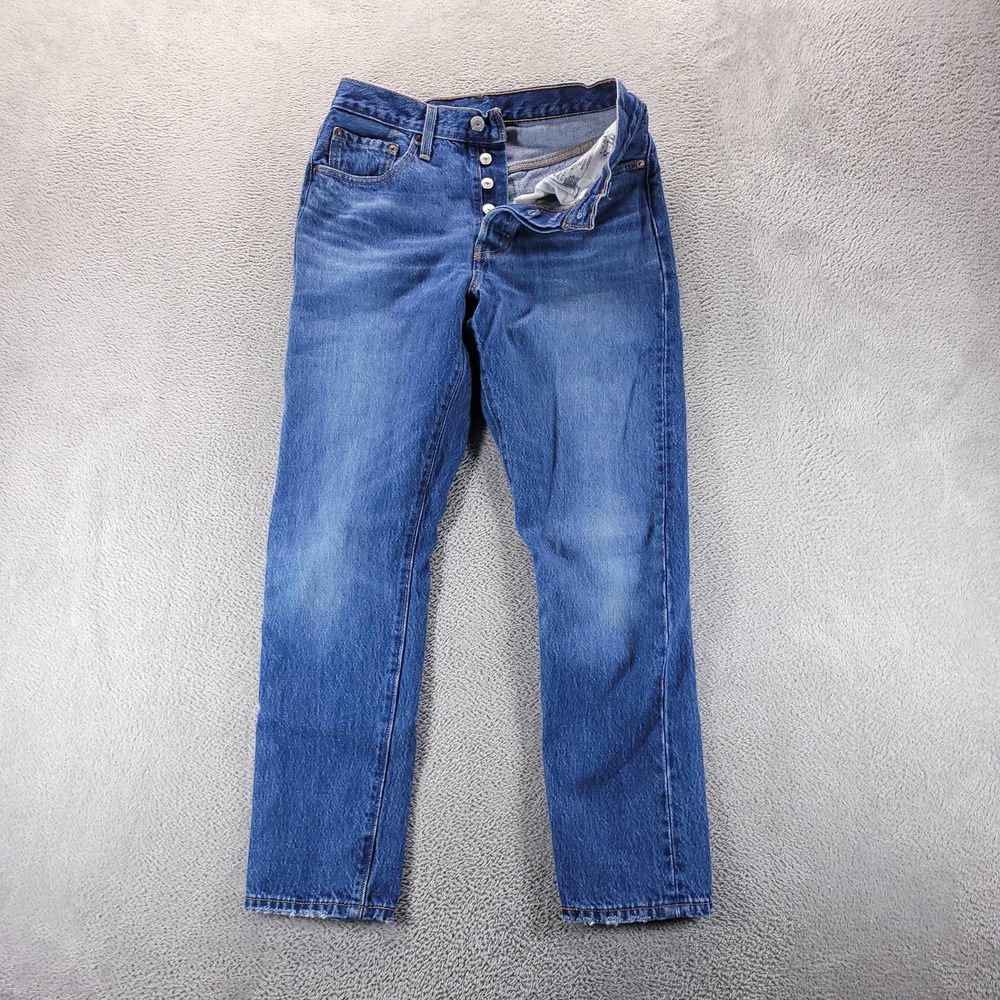 Levis 501 Jeans Womens 27 Blue Skinny Medium Wash Button Fly Denim